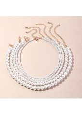 Layered Design White Round Necklace Set