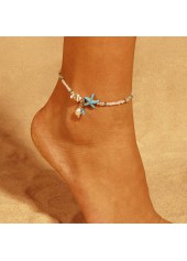 Star Shell Design White Beads Anklet