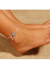 Star Shell Design White Beads Anklet