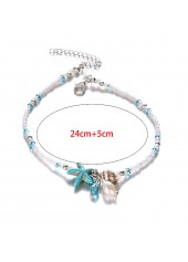 Star Shell Design White Beads Anklet