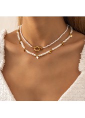 White Round Pearl Design Necklace Set