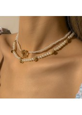 White Round Pearl Design Necklace Set