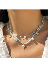 Gold Metal Multi Color Asymmetrical Necklace Set