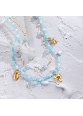 Gold Metal Multi Color Asymmetrical Necklace Set