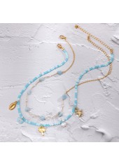 Gold Metal Multi Color Asymmetrical Necklace Set