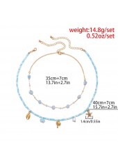 Gold Metal Multi Color Asymmetrical Necklace Set