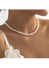 Pearl Design Silver Metal Round Necklace