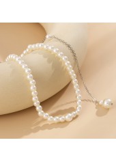 Pearl Design Silver Metal Round Necklace