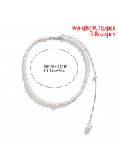 Pearl Design Silver Metal Round Necklace