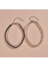 Round Multi Color Metal Anklet Set