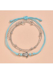 Turtle Design Silver Metal Anklet Set