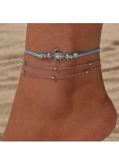 Turtle Design Silver Metal Anklet Set
