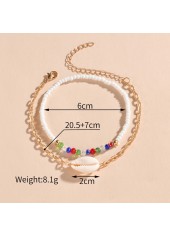 Asymmetrical Multi Color Beads Anklet Set