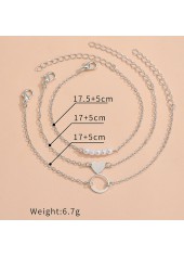 Asymmetrical Design Pearl Detail Silver Bracelet Set