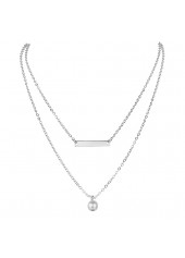 Asymmetrical Design Silver Pearl Detail Necklace