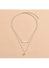 Asymmetrical Design Silver Pearl Detail Necklace