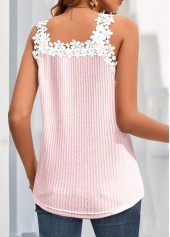 Lace V Neck Pink Tank Top