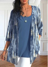 Tie Dye Print Two Piece Cardigan  and Tank Top