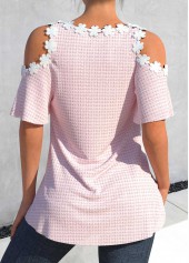 Light Pink V Neck Lace T Shirt