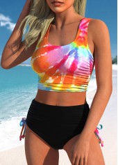 Tie Dye Print Multi Color Wide Strap Bikini Set