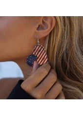 American Flag Print Multi Color Heart Earrings