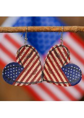 American Flag Print Multi Color Heart Earrings