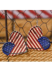 American Flag Print Multi Color Heart Earrings