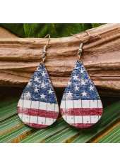 American Flag Print Multi Color Teardrop Earrings