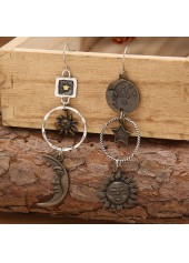 Asymmetrical Star Design Dark Camel Earrings