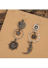 Asymmetrical Star Design Dark Camel Earrings