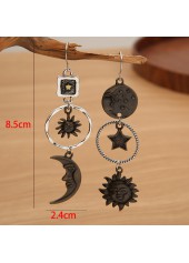 Asymmetrical Star Design Dark Camel Earrings