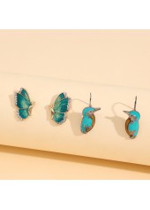 Butterfly Design Mint Green Asymmetrical Earring Set