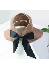 Bowknot Detail Knitwear Light Coffee Visor Hat
