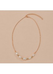 Golden Metal Round Pearl Design Necklace