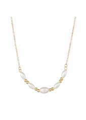 Golden Metal Round Pearl Design Necklace