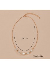 Golden Metal Round Pearl Design Necklace