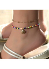 Multi Color Metal Detail Asymmetrical Anklet Set