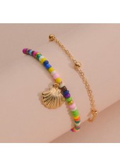 Multi Color Metal Detail Asymmetrical Anklet Set