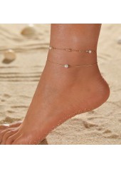 Geometric Pattern Golden Pearl Design Asymmetrical Anklet