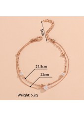 Geometric Pattern Golden Pearl Design Asymmetrical Anklet