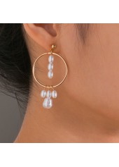 Golden Metal Pearl Design Round Earrings
