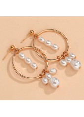 Golden Metal Pearl Design Round Earrings