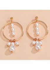 Golden Metal Pearl Design Round Earrings