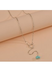 Geometric Pattern Silver Metal Detail Necklace