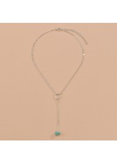 Geometric Pattern Silver Metal Detail Necklace