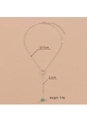 Geometric Pattern Silver Metal Detail Necklace