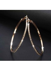 Circular Shape Gold Rhinestone Detail Earrings