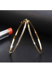 Circular Shape Gold Rhinestone Detail Earrings
