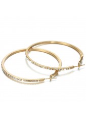 Circular Shape Gold Rhinestone Detail Earrings
