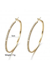 Circular Shape Gold Rhinestone Detail Earrings